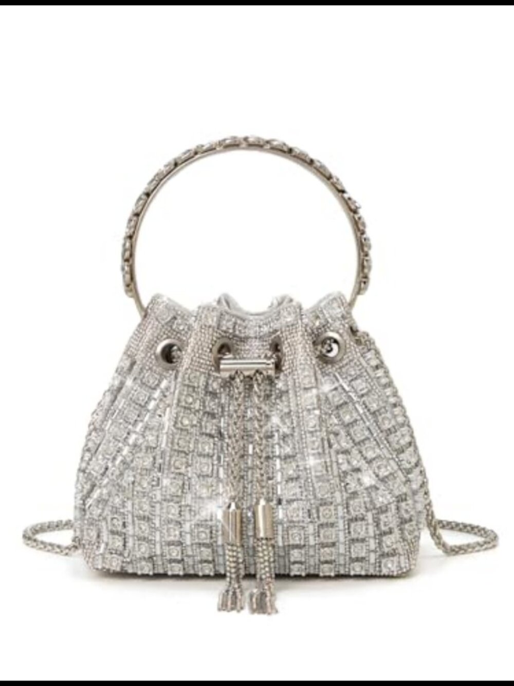 Rhinestone Clutch Purse Glitter Evening Bag Detachable Chain 3-in-1